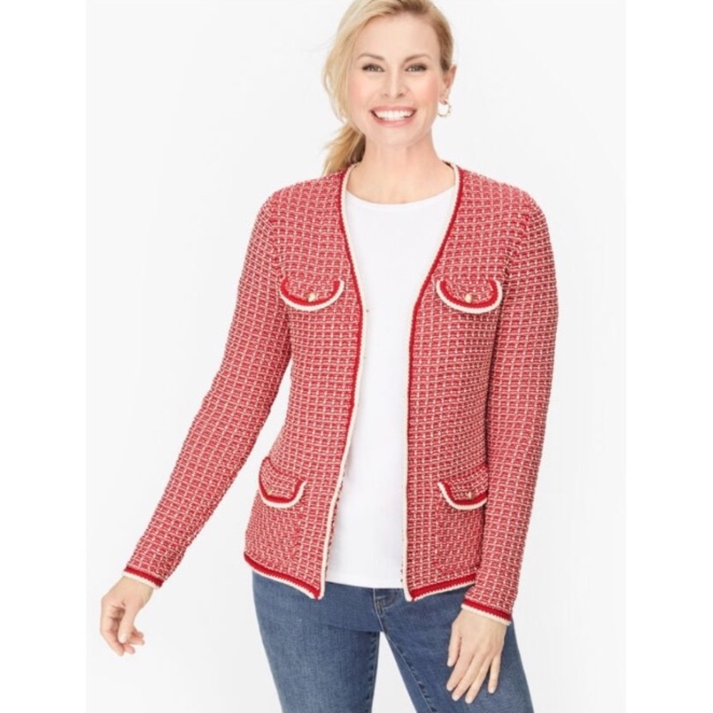 TALBOTS | Tipped Tweed Sweater Jacket